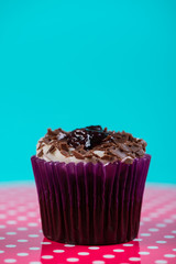 Cup cake on bright background