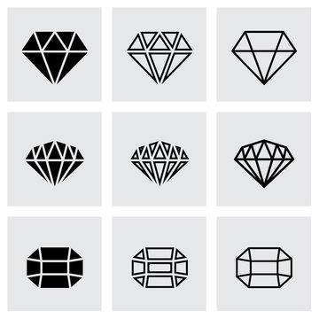 Vector black diamond icon set