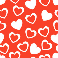 Seamless geometric pattern with hearts. Vector illustration