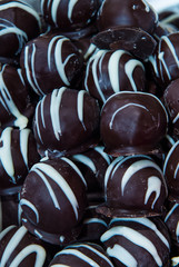 Delicious homemade dark chocolate sweets, confectionery