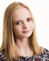 Fototapeta premium Beautiful Young Blond Teenage Girl in Flower Top