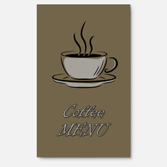 Coffee menu cover page vector template.