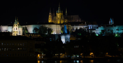 Fototapeta na wymiar Prague Castle at night illumination.