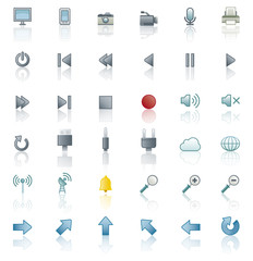 Media computer icons. Coloured