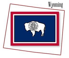 Wyoming State Map and Flag