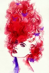 Wandcirkels Aquarel portret woman portrait  .abstract  watercolor .fashion background  © Anna Ismagilova