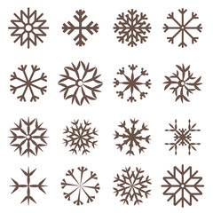 Snowflakes Set Flat Design Vector Illustration