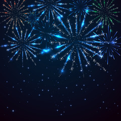 Fireworks on sky background