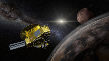 Fototapeta premium New Horizons space probe - Pluto flyby in action