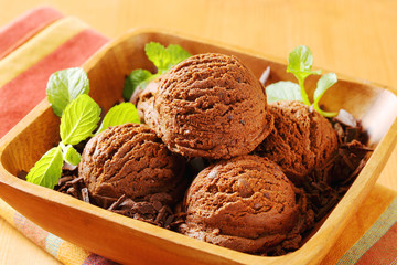 Scoops of chocolate ice cream