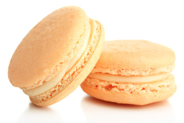 Gentle colorful macaroons isolated on white