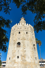 Fototapeta na wymiar Gold Tower in Seville, southern Spain.
