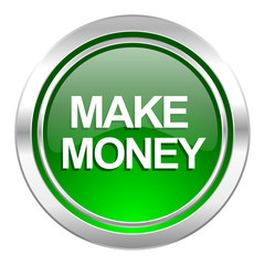 make money icon, green button