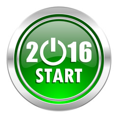 new year 2016 icon, green button, new years symbol