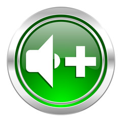 speaker volume icon, green button, music sign