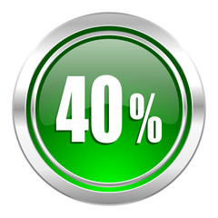 40 percent icon, green button, sale sign