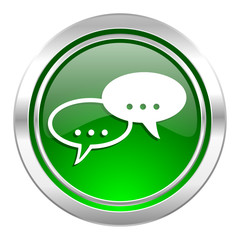 forum icon, green button, chat symbol, bubble sign
