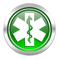 emergency icon, green button, hospital sign