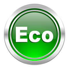 eco icon, green button, ecological sign