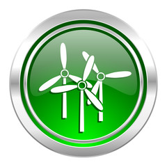 windmill icon, green button, renewable energy sign