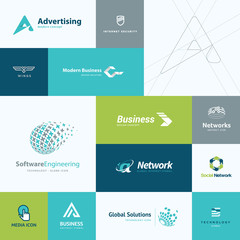 Set of modern flat design business and technology icons