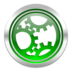 gear icon, green button, settings sign