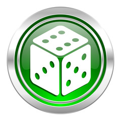 casino icon, green button, hazard sign