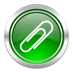 paperclip icon, green button