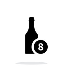 Beer bottle with number simple icon on white background.