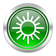 sun icon, green button, waether forecast sign