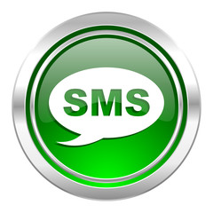 sms icon, green button, message sign