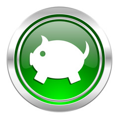 piggy bank icon, green button