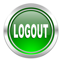 logout icon, green button