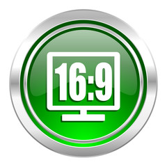 16 9 display icon, green button
