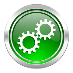 gears icon, green button, options sign