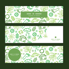 Vector ecology symbols horizontal banners set pattern background