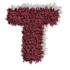T lettera tappeto microfibra 3d, isolata su sfondo bianco