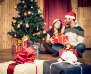 Couple celebrating Christmas and New Year's day