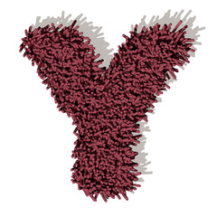 Y lettera tappeto microfibra 3d, isolata su sfondo bianco