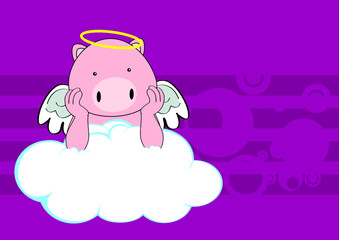 pig baby cute angel cartoon background