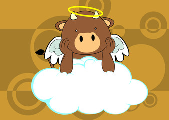 bull baby cute angel cartoon background