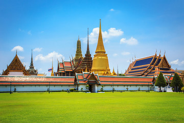 Wat Phra Kaew, Temple of the Emerald Buddha, Bangkok, Thailand.