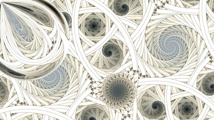 Symmetrical colorful fractal flower spiral, digital abstract - obrazy, fototapety, plakaty