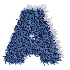 A lettera tappeto blu 3d, isolata su sfondo bianco
