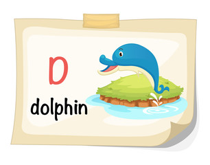 animal alphabet letter D for dolphin illustration vector