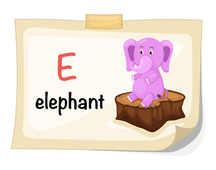 animal alphabet letter E for elephant illustration vector