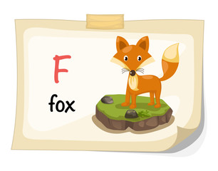 animal alphabet letter F for fox illustration vector