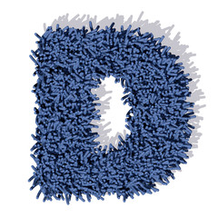D lettera tappeto blu 3d, isolata su sfondo bianco