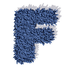 F lettera tappeto blu 3d, isolata su sfondo bianco