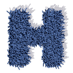 H lettera tappeto blu 3d, isolata su sfondo bianco